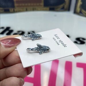 Kate Spade Glittering Blue Shark Studs
